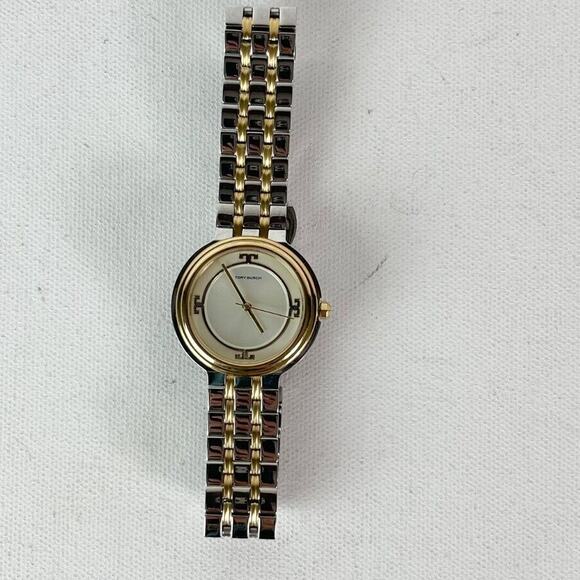 Tory Burch NWOT Women's Silver Gold Tone Stainless Steel Analog Watch - Picture 1 of 3